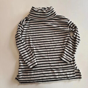 LOFT- Black and white-Striped-Long Sleeve-Tunic-Turtle Neck- Cozy- Women’s S